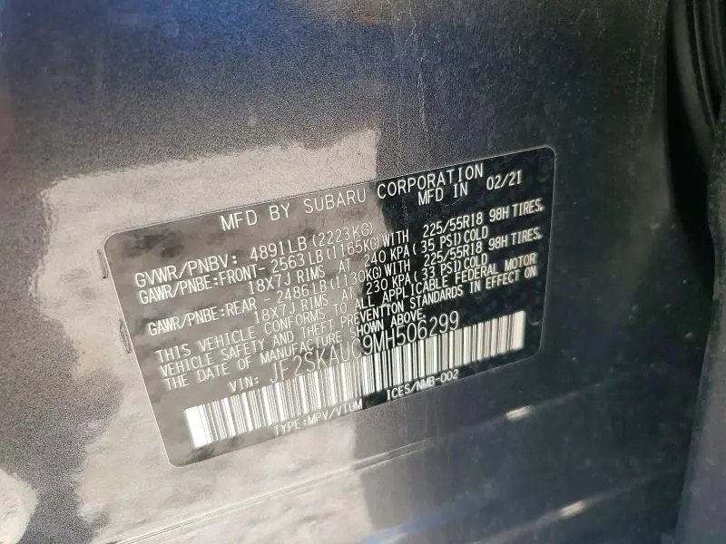 2021 SUBARU FORESTER LIMITED  