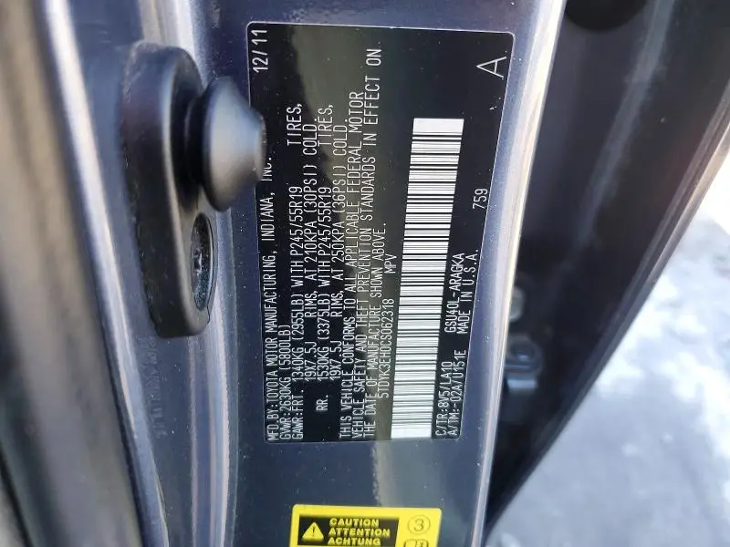 2012 TOYOTA HIGHLANDER LIMITED  