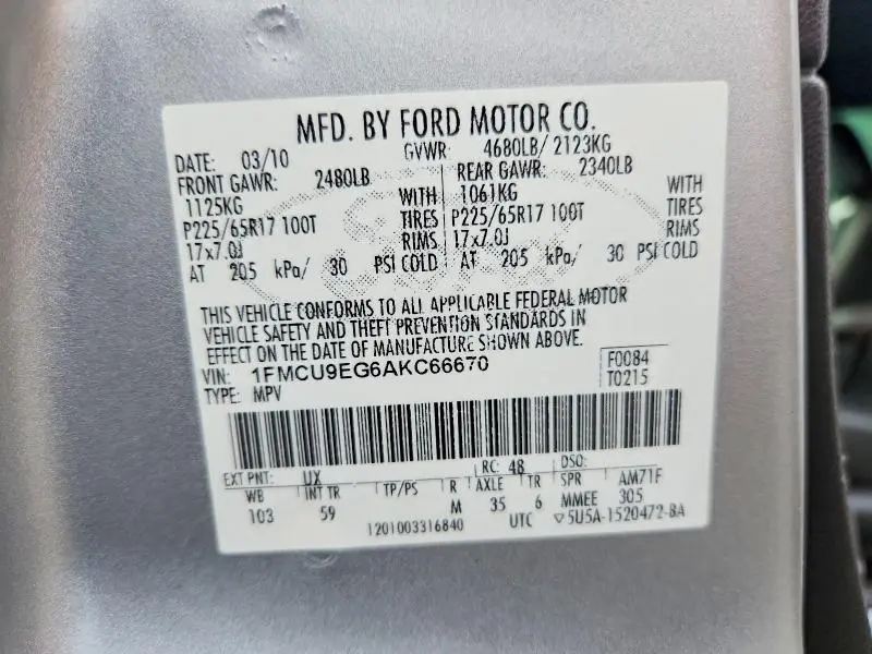 2010 FORD ESCAPE LIMITED  