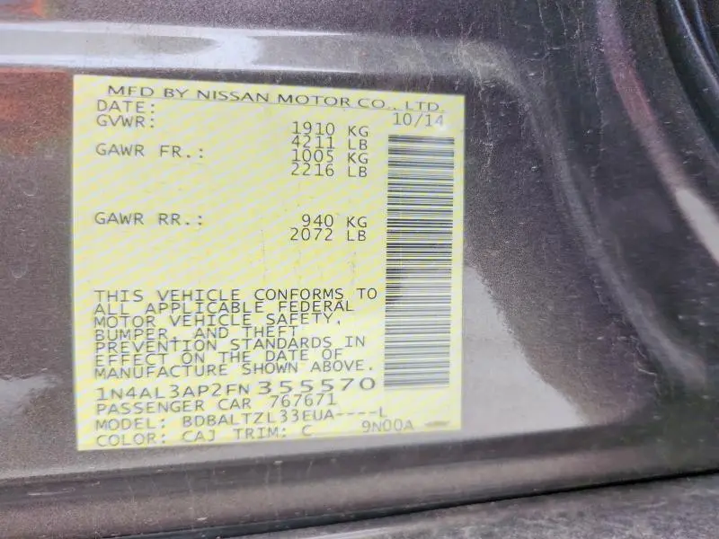 2015 NISSAN ALTIMA 2.5 SL  