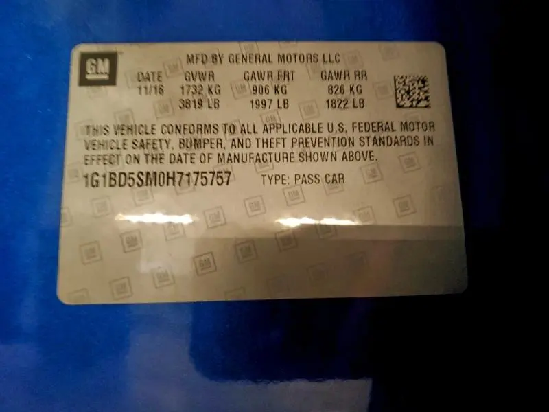 2017 CHEVROLET CRUZE LT  