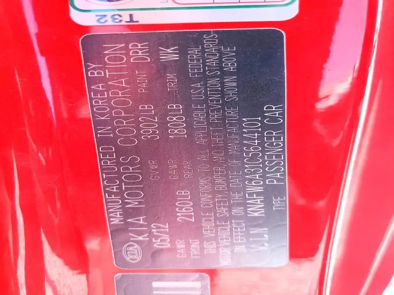 2012 KIA FORTE SX  