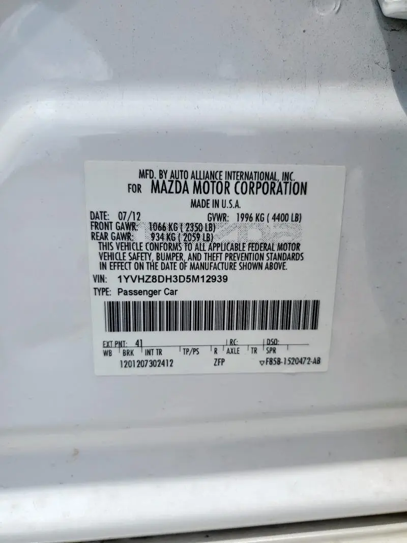 2013 MAZDA 6 TOURING  