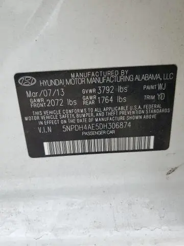 2013 HYUNDAI ELANTRA GLS  