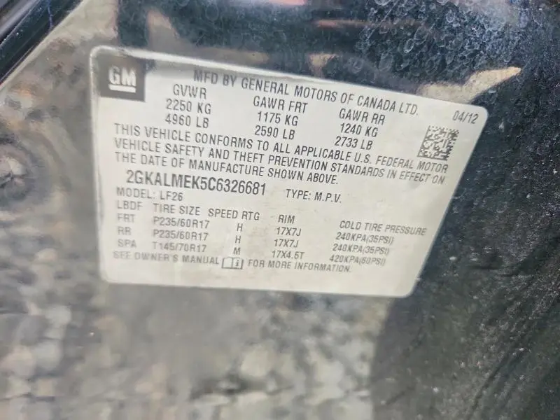 2012 GMC TERRAIN SLE  