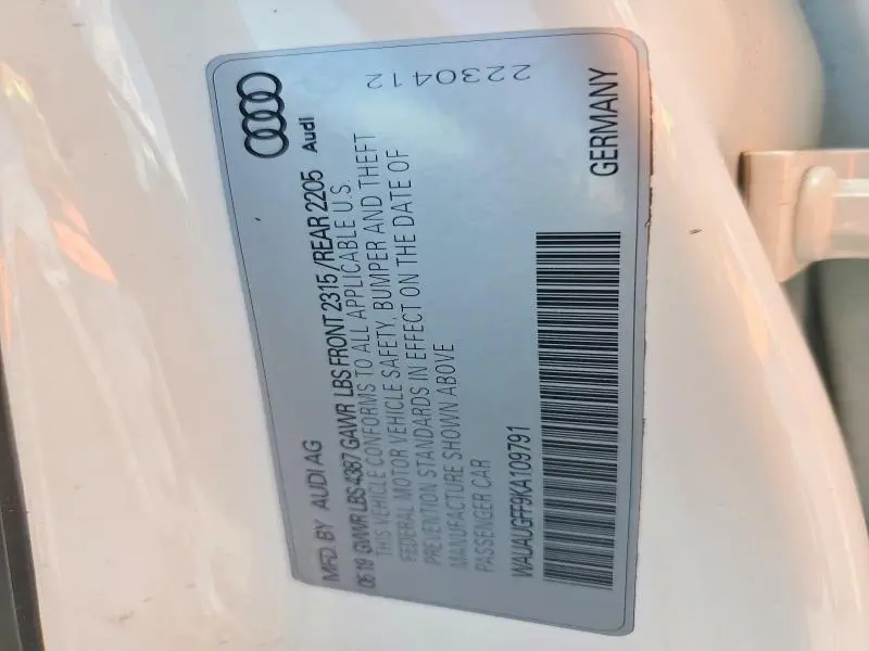 2019 AUDI A3 PREMIUM  