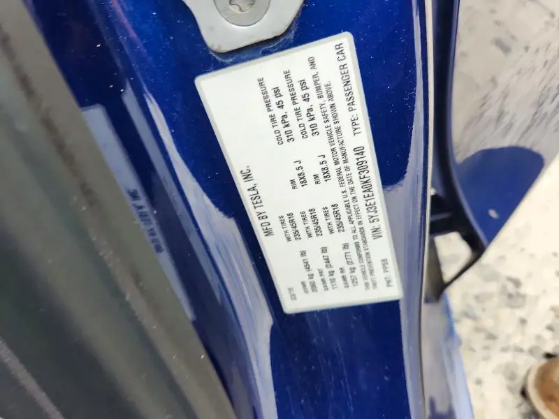 2019 TESLA MODEL 3   