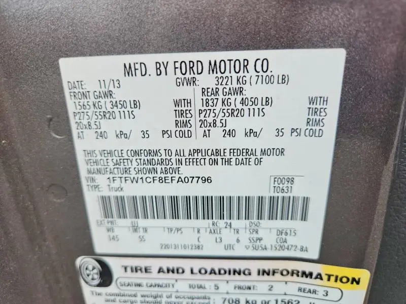 2014 FORD F150 SUPERCREW  