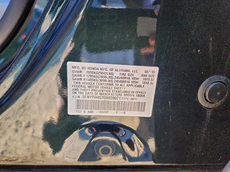 2016 HONDA PILOT EXL  