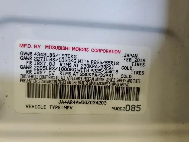 2016 MITSUBISHI OUTLANDER SPORT SEL  