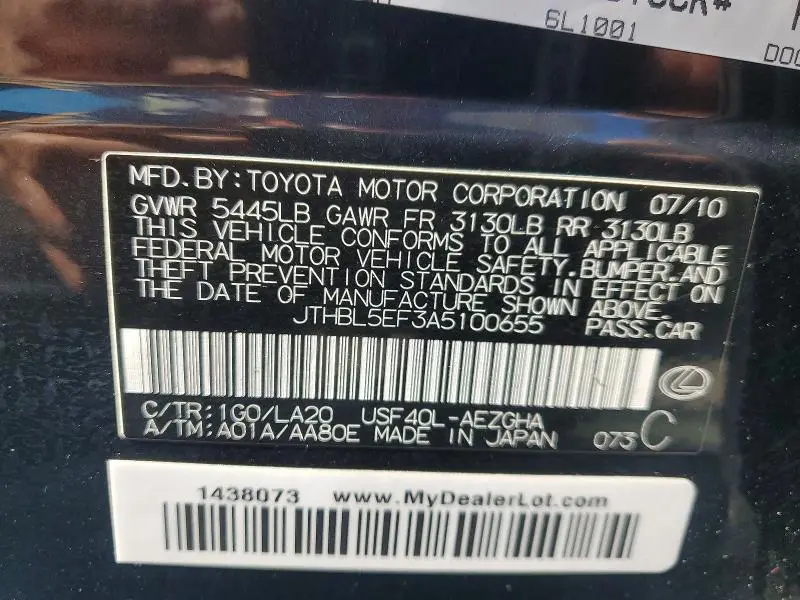 2010 LEXUS LS 460 BASE  