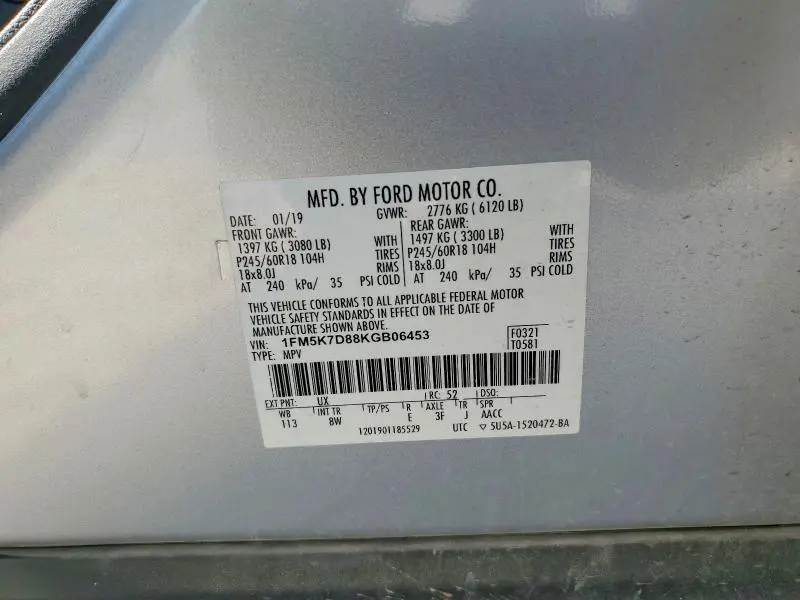 2019 FORD EXPLORER XLT  
