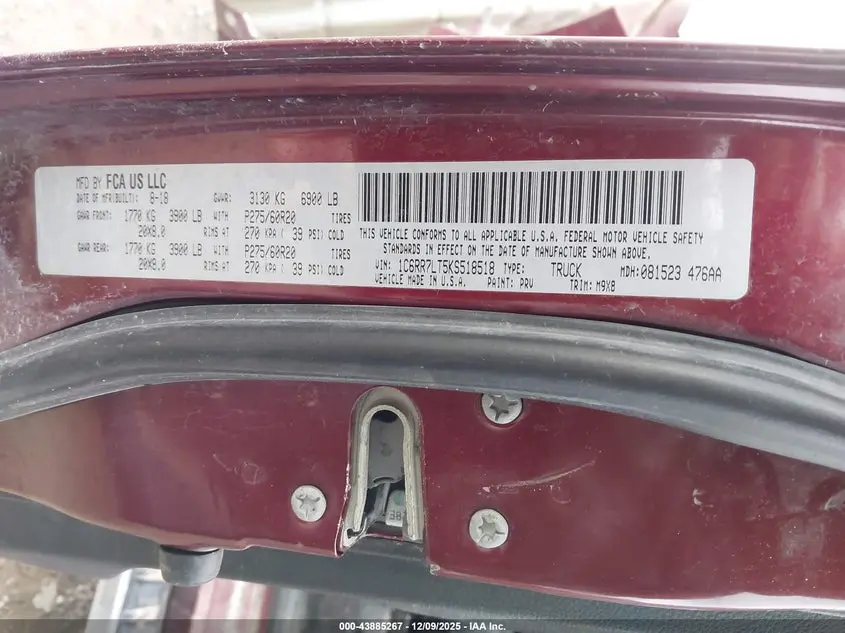 2019 RAM 1500 CLASSIC BIG HORN  4X4 5'7 BOX