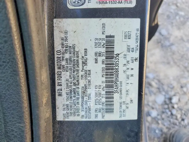 2011 FORD FUSION SE  