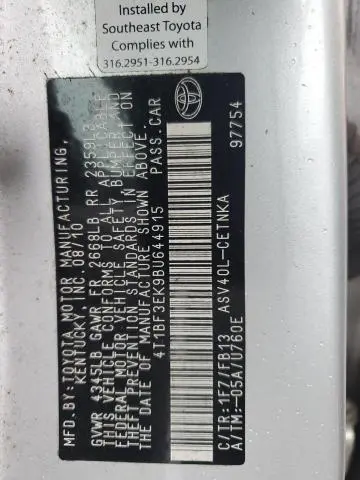 2011 TOYOTA CAMRY BASE  