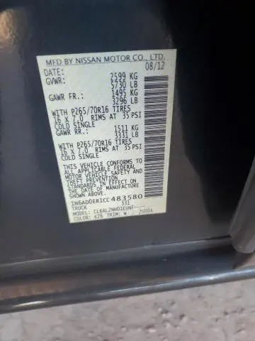 2012 NISSAN FRONTIER S  