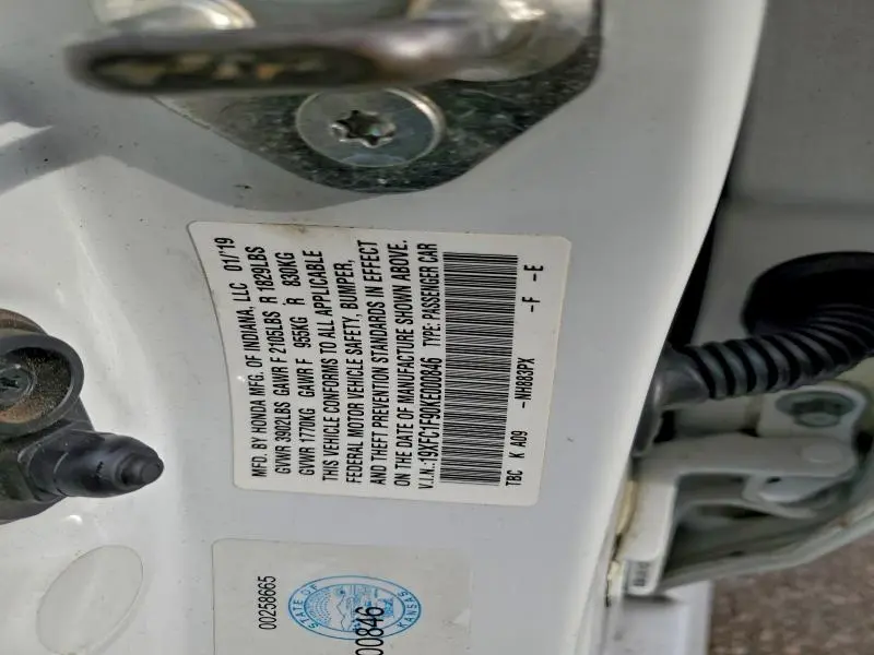 2019 HONDA CIVIC TOURING  