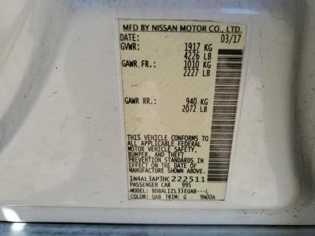 2017 NISSAN ALTIMA 2.5  