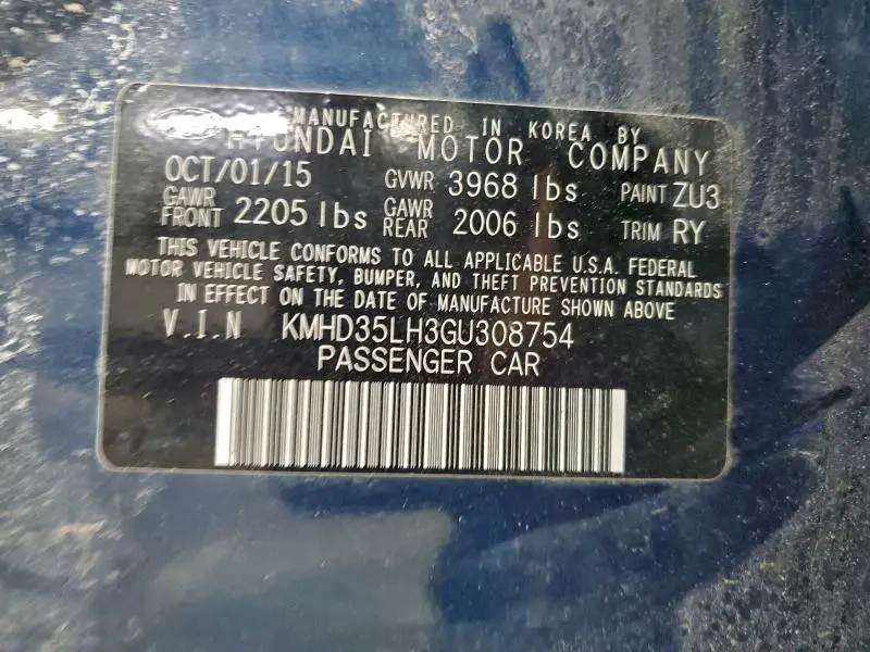 2016 HYUNDAI ELANTRA GT   