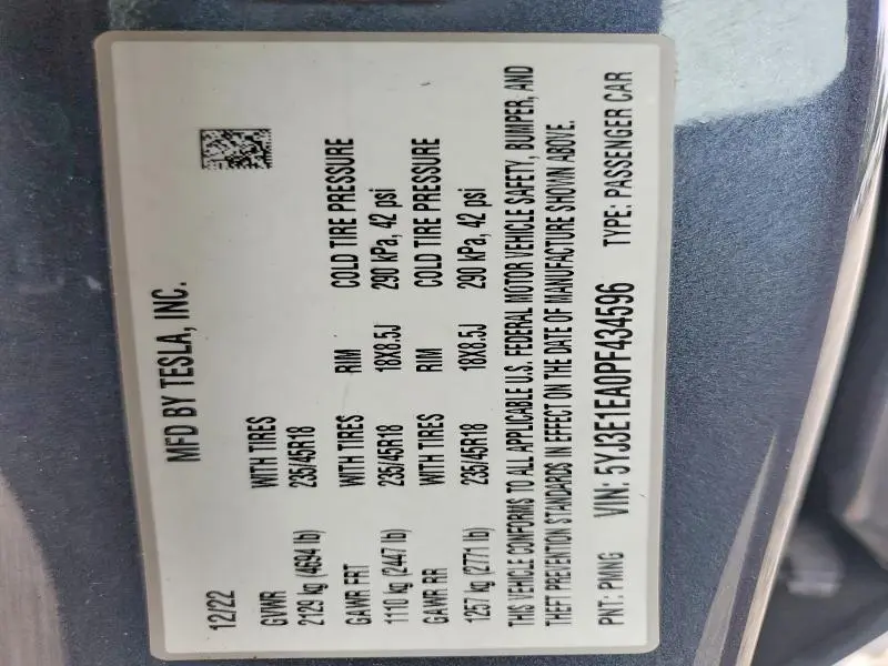 2023 TESLA MODEL 3   