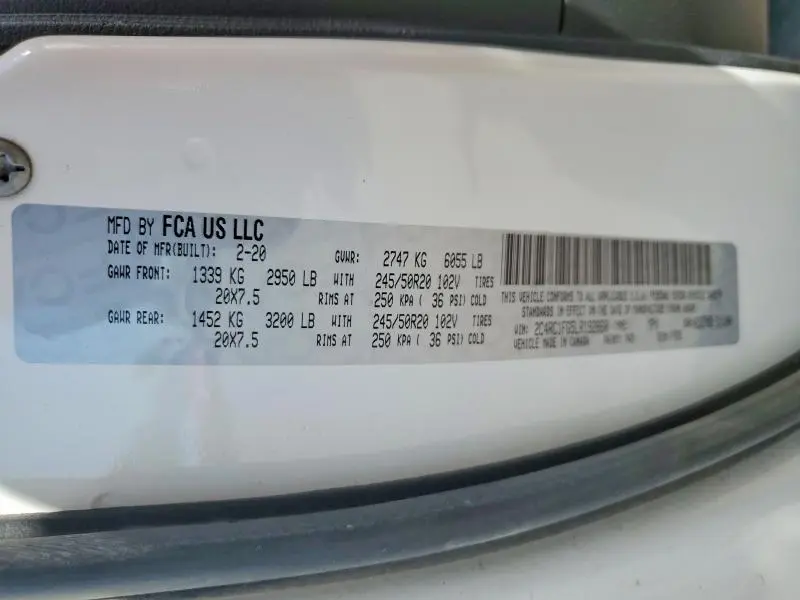 2020 CHRYSLER PACIFICA TOURING  