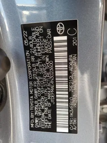 2022 TOYOTA COROLLA LE  