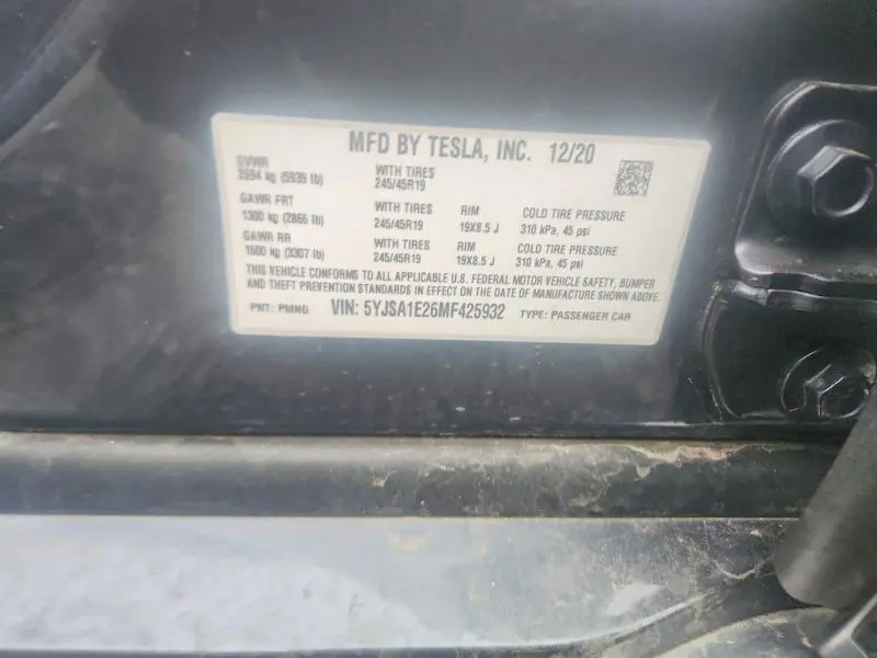 2021 TESLA MODEL S   