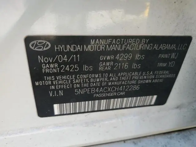 2012 HYUNDAI SONATA GLS  