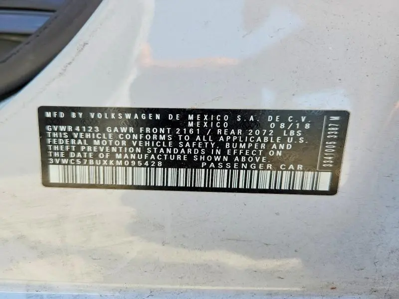 2019 VOLKSWAGEN JETTA S  
