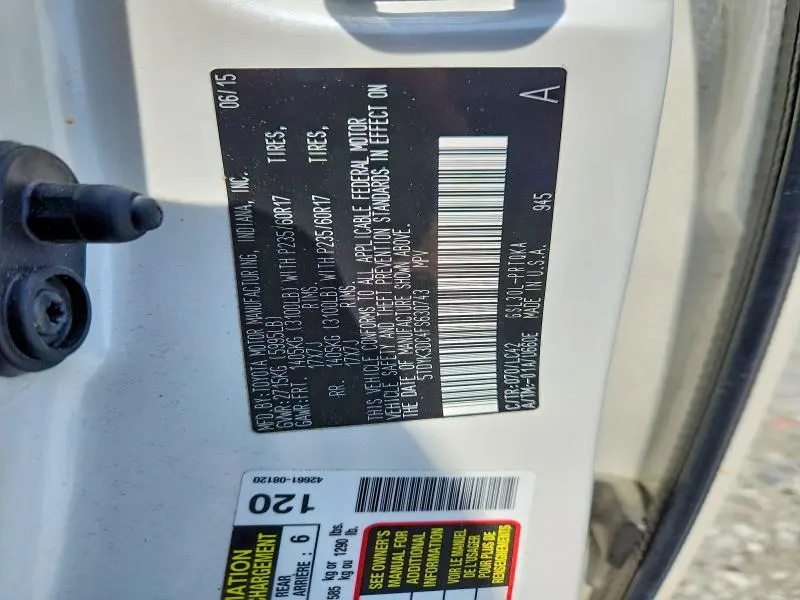 2015 TOYOTA SIENNA XLE PREMIUM 8-PASSENGER  