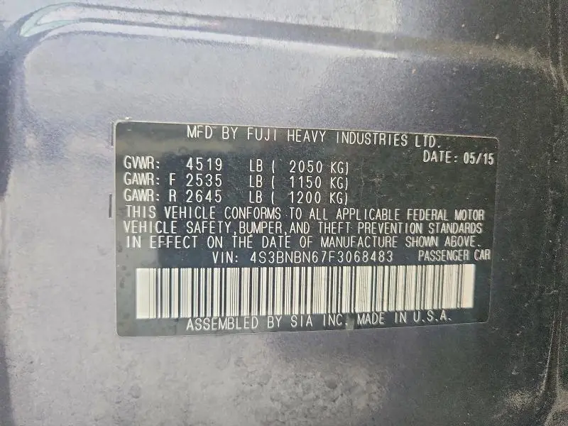 2015 SUBARU LEGACY 2.5I LIMITED  
