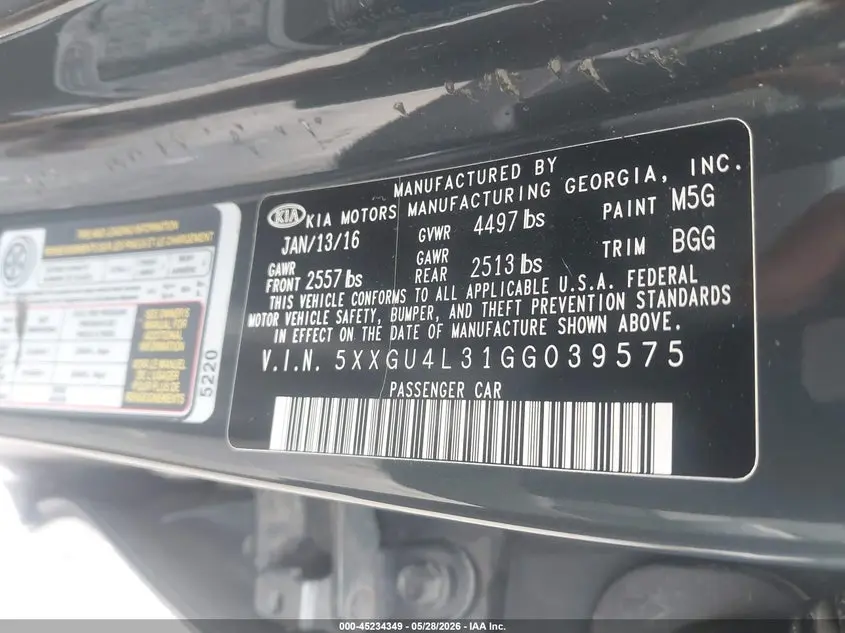 2016 KIA OPTIMA EX
