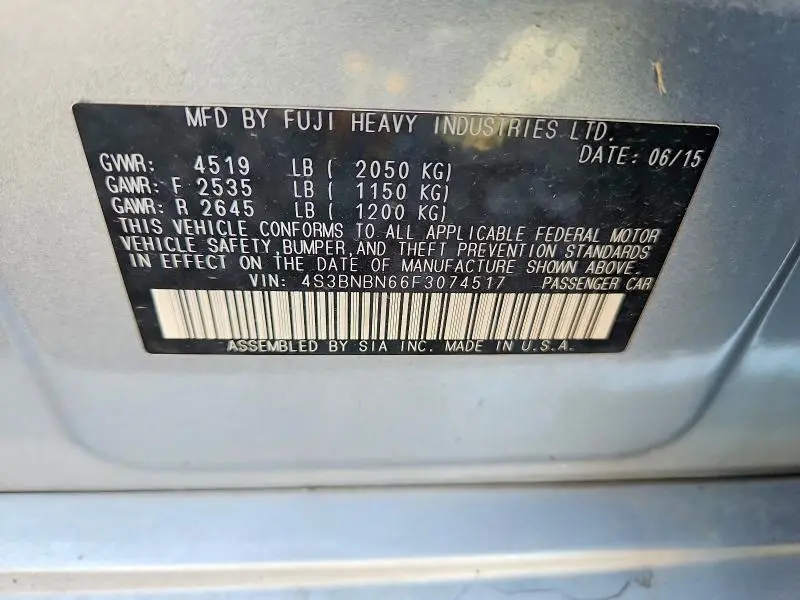 2015 SUBARU LEGACY 2.5I LIMITED  