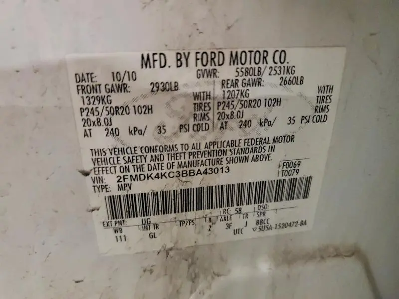 2011 FORD EDGE LIMITED  