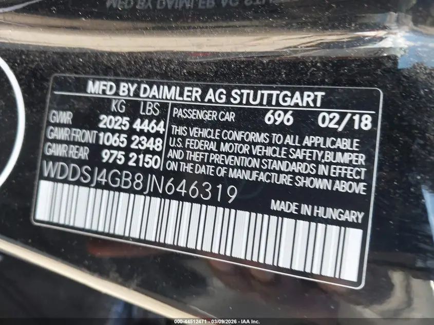 2018 MERCEDES-BENZ CLA 250 4MATIC