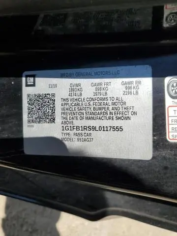 2020 CHEVROLET CAMARO LS  