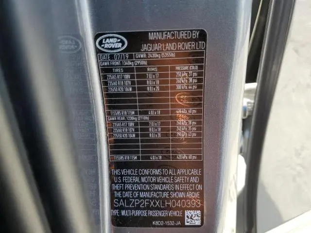 2020 LAND ROVER RANGE ROVER EVOQUE SE  