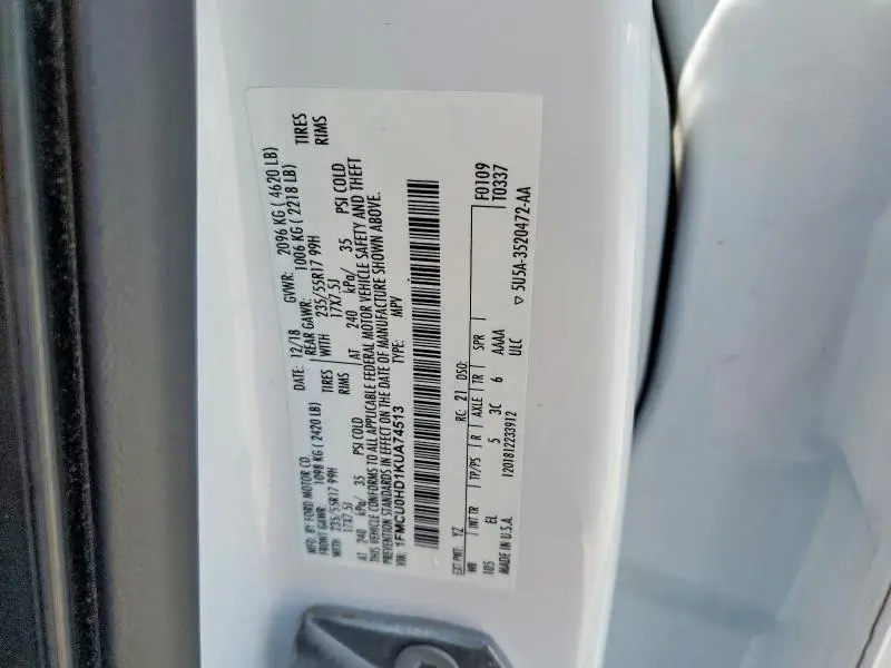 2019 FORD ESCAPE SEL  