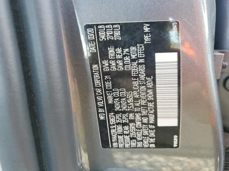 2020 VOLVO XC60 T6 INSCRIPTION  