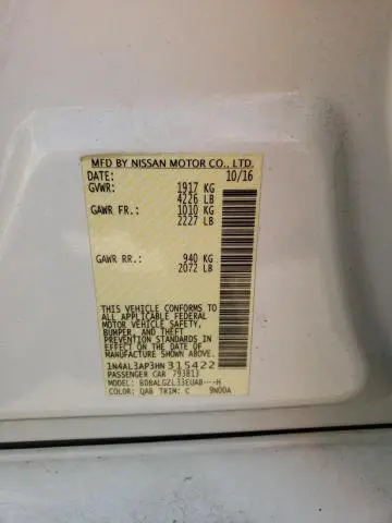 2017 NISSAN ALTIMA 2.5  