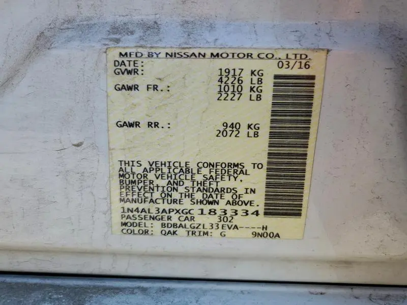 2016 NISSAN ALTIMA 2.5  