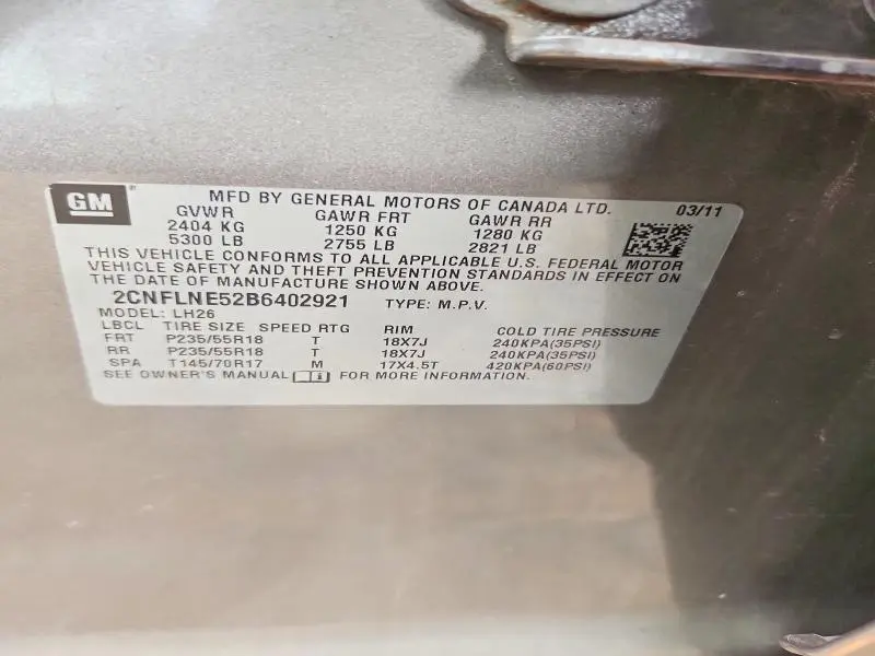 2011 CHEVROLET EQUINOX LT  