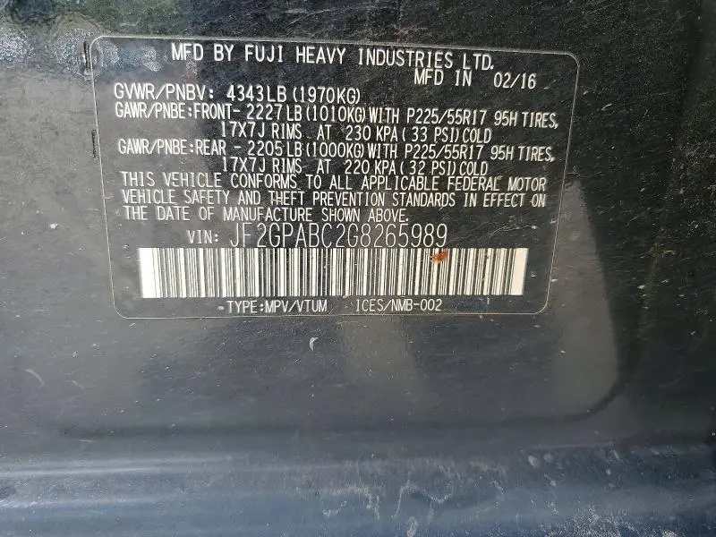 2016 SUBARU CROSSTREK PREMIUM  