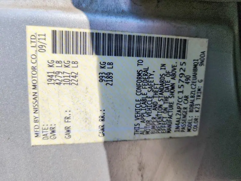 2012 NISSAN ALTIMA 2.5  