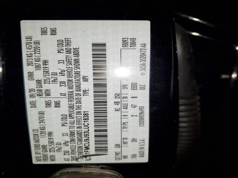 2020 FORD ESCAPE TITANIUM  