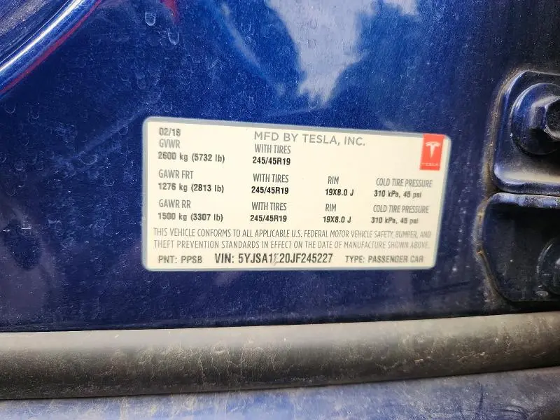 2018 TESLA MODEL S   