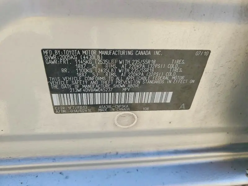 2010 TOYOTA RAV4 SPORT  