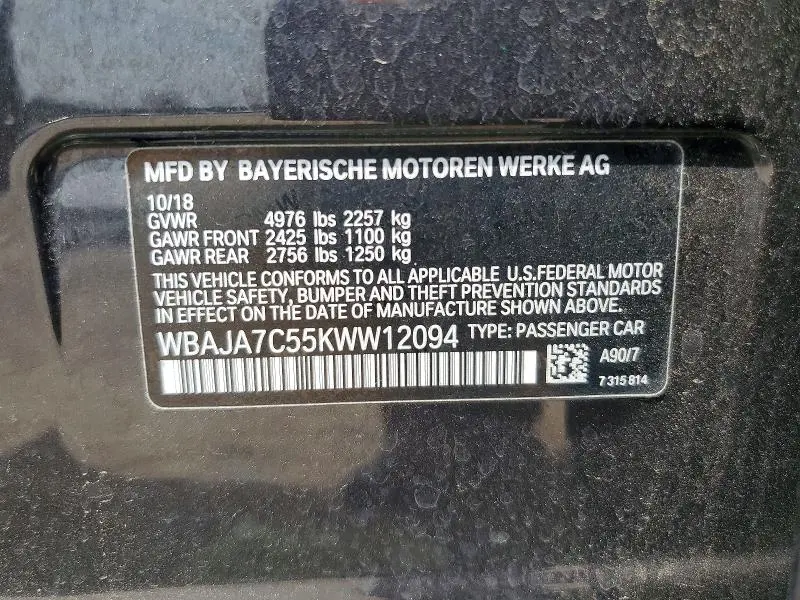 2019 BMW 530 XI  