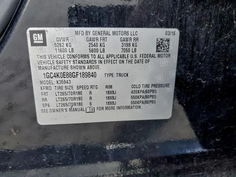 2016 CHEVROLET SILVERADO K3500 LTZ  