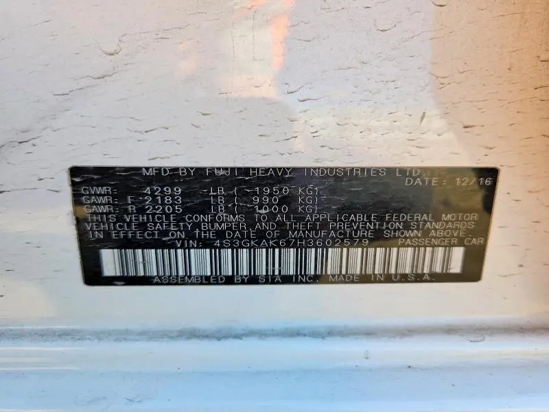 2017 SUBARU IMPREZA SPORT  